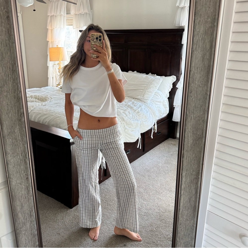 Plaid Gray wide leg pants